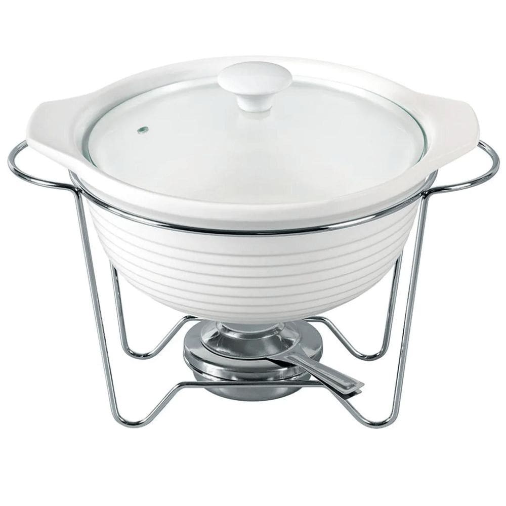 Rechaud Redondo Cerâmica Com Queimador 2,3L Tampa De Vidro