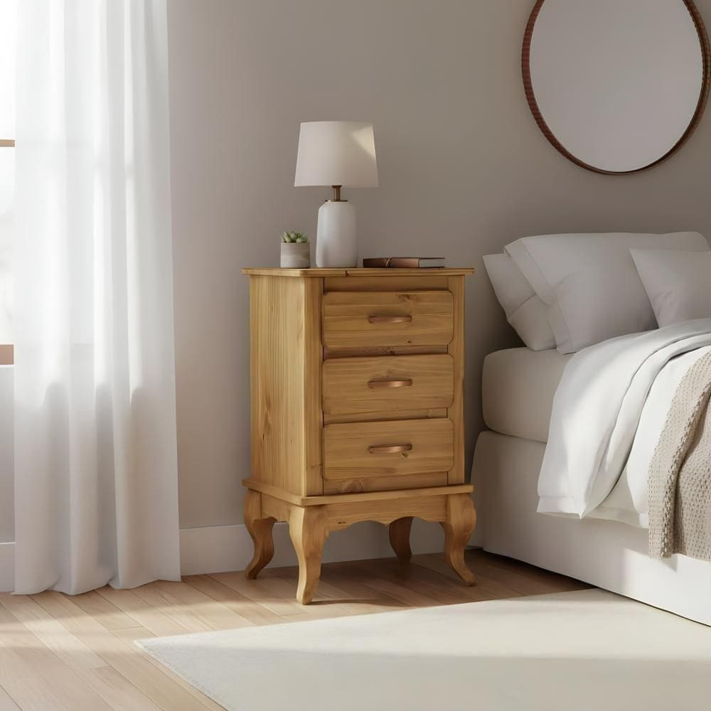 Cômoda Rústica Pequena Retro 3 Gavetas Pés Luís Xv Mel