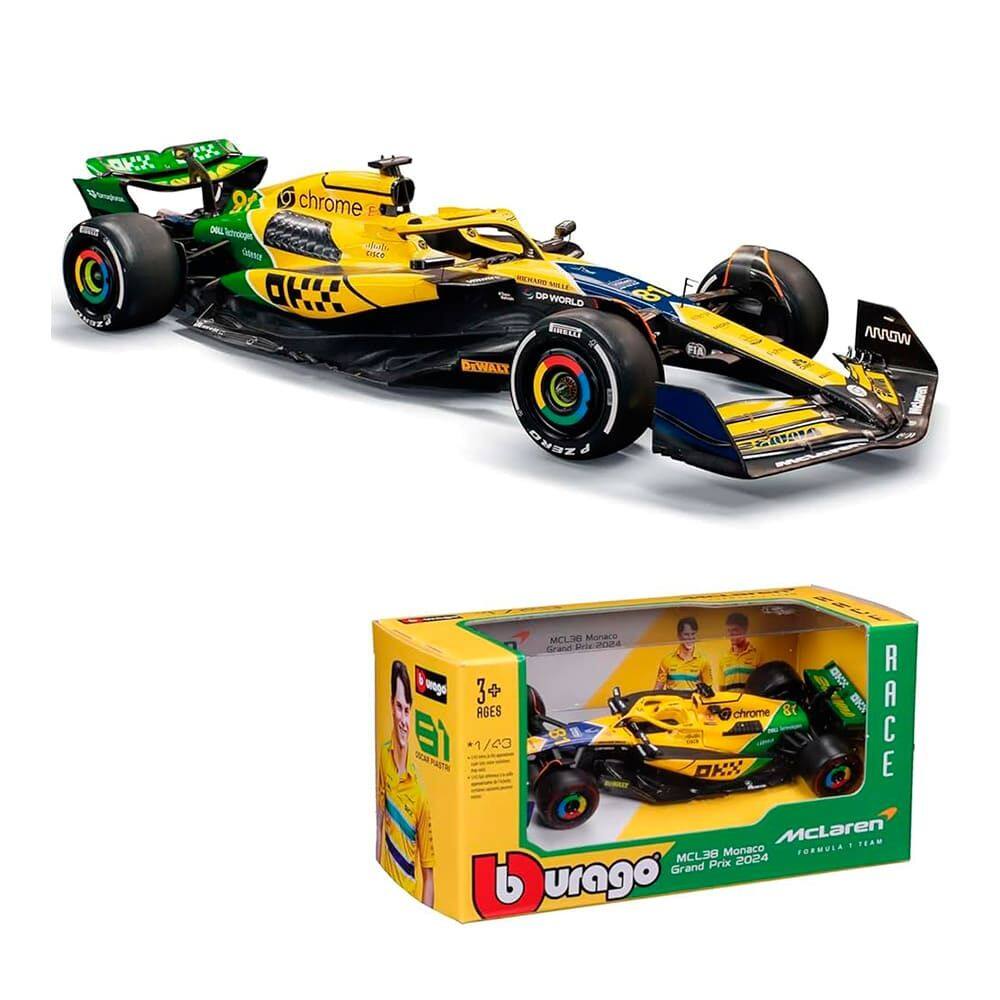 Miniatura McLaren MCL38 Senna Piastri S/ Piloto 1:43 Bburago