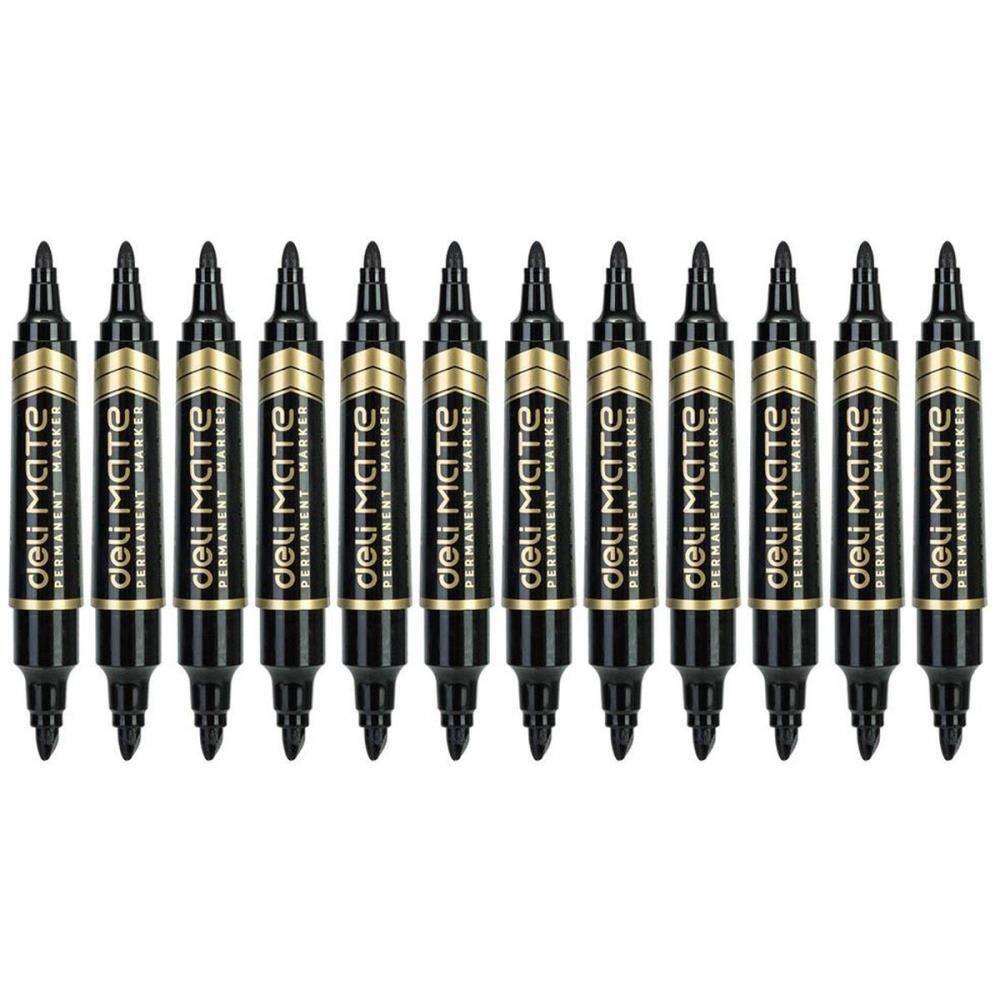 Marcador Permanente Ponta Chanfrada Duas Pontas Preto 10unid