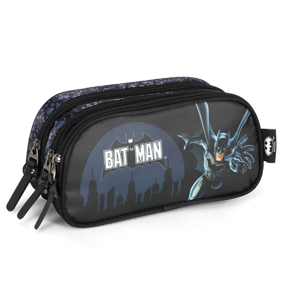 Estojo Escolar Infantil Batman Triplo 3 Repartições Preto