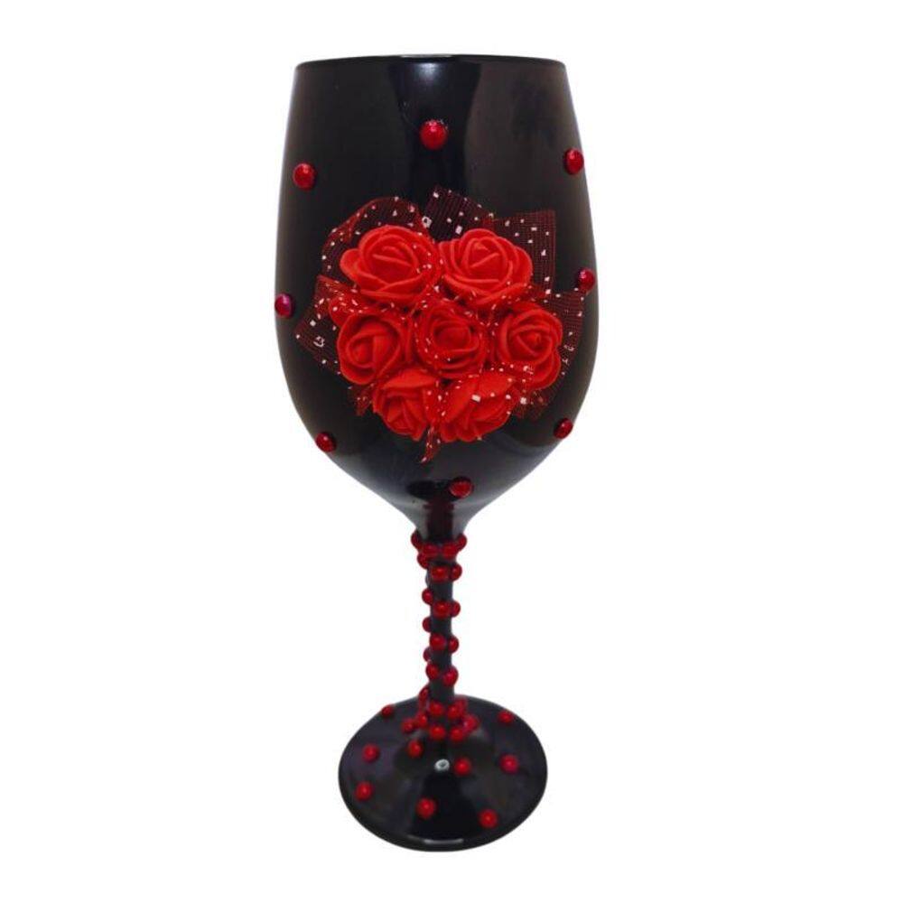 Taça Preta Pomba Gira Rosas Vermelha + Presente