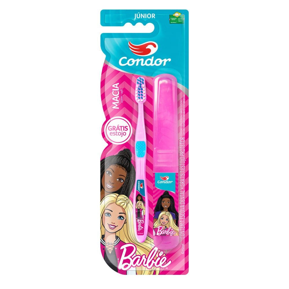 Escova Dental Infantil Condor Barbie com Estojo Protetor