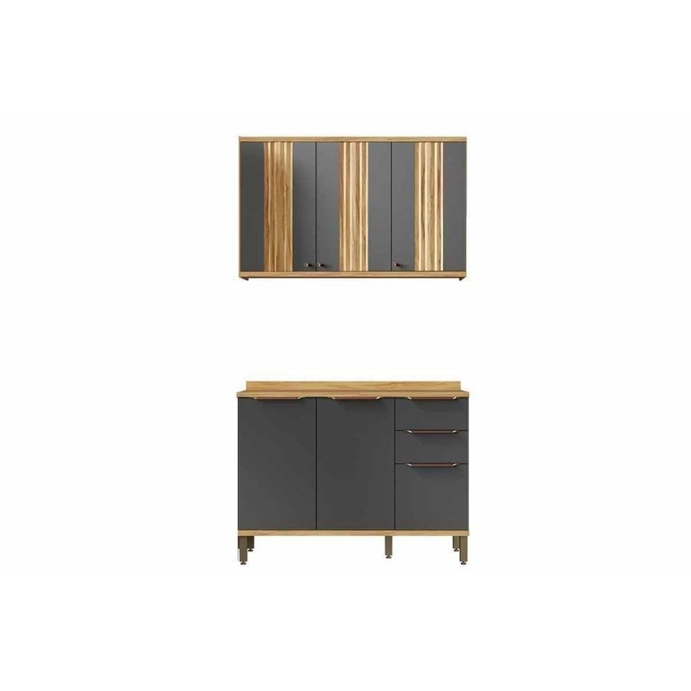 Cozinha Modulada Ronipa Sauvignon Sauvignon 2 Peças (1aéreo+1balcão) C2p62 Amendoa-grafite - Ronipa