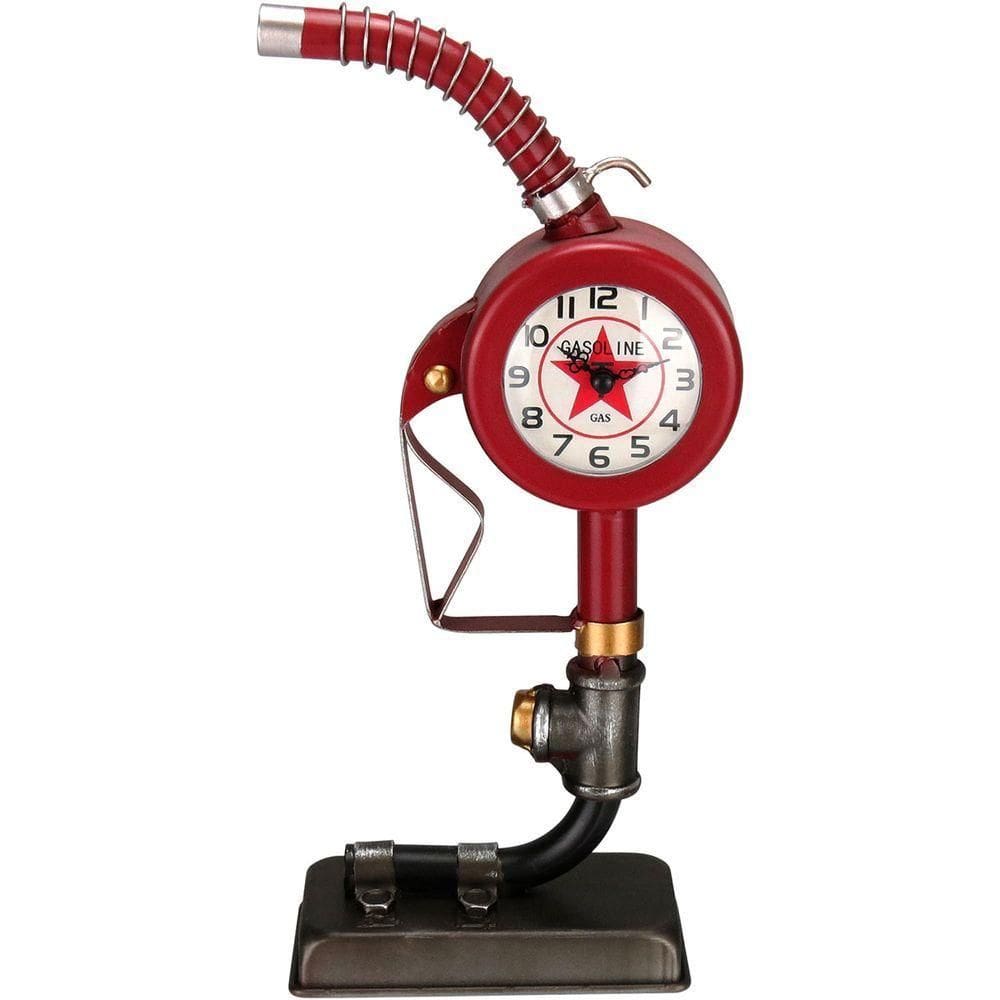 Relogio De Mesa Vintage Decorativo Metal 37x17x8cm Vermelho