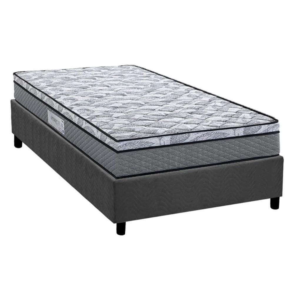 Cama Box Solteiro: Colchão Ortopédico Herval D60 - Ag65 Perpetual + Base Crc Suede Gray (88x188)