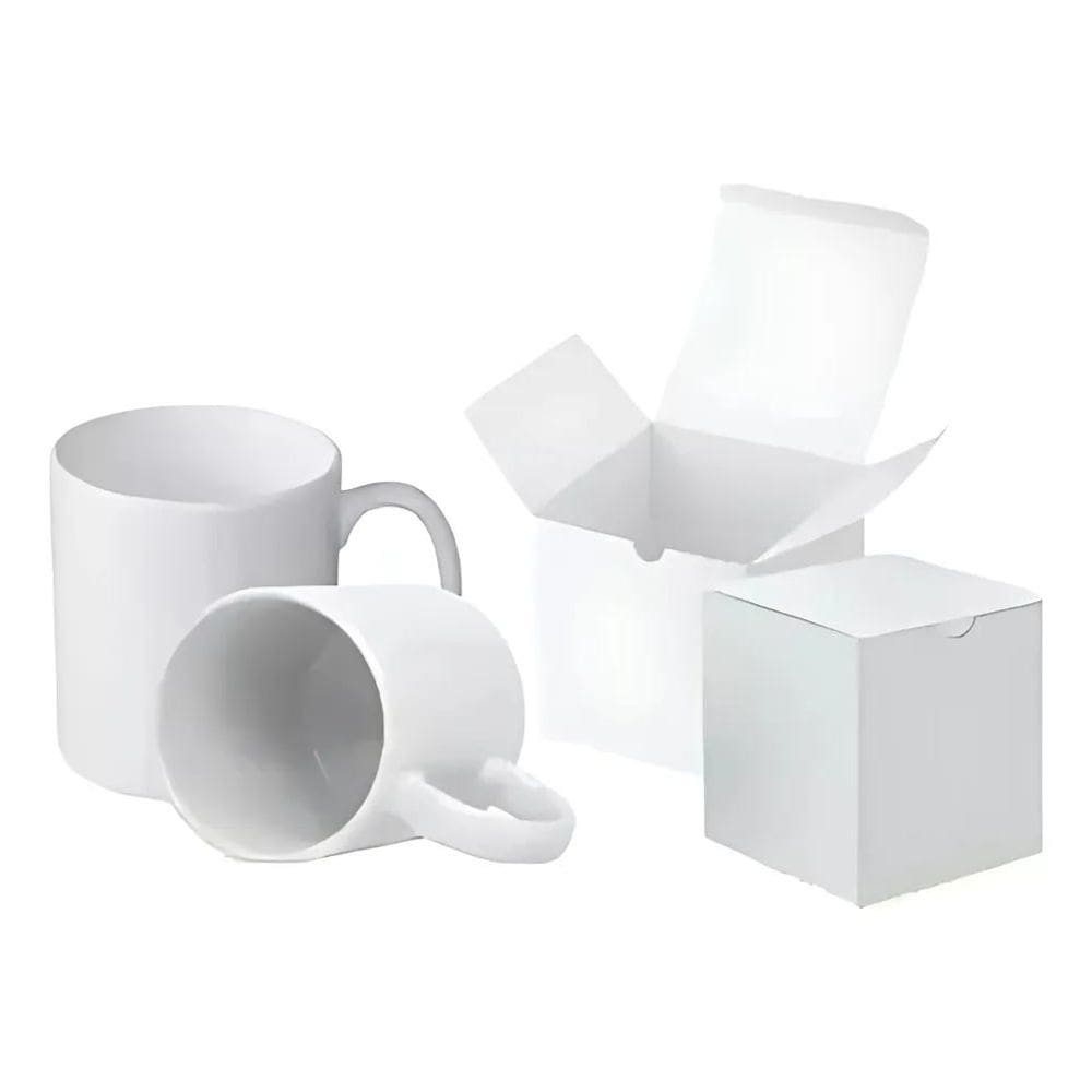 10X 5 Caneca Branca Aaa 325Ml Sublimação Importada + Caixin