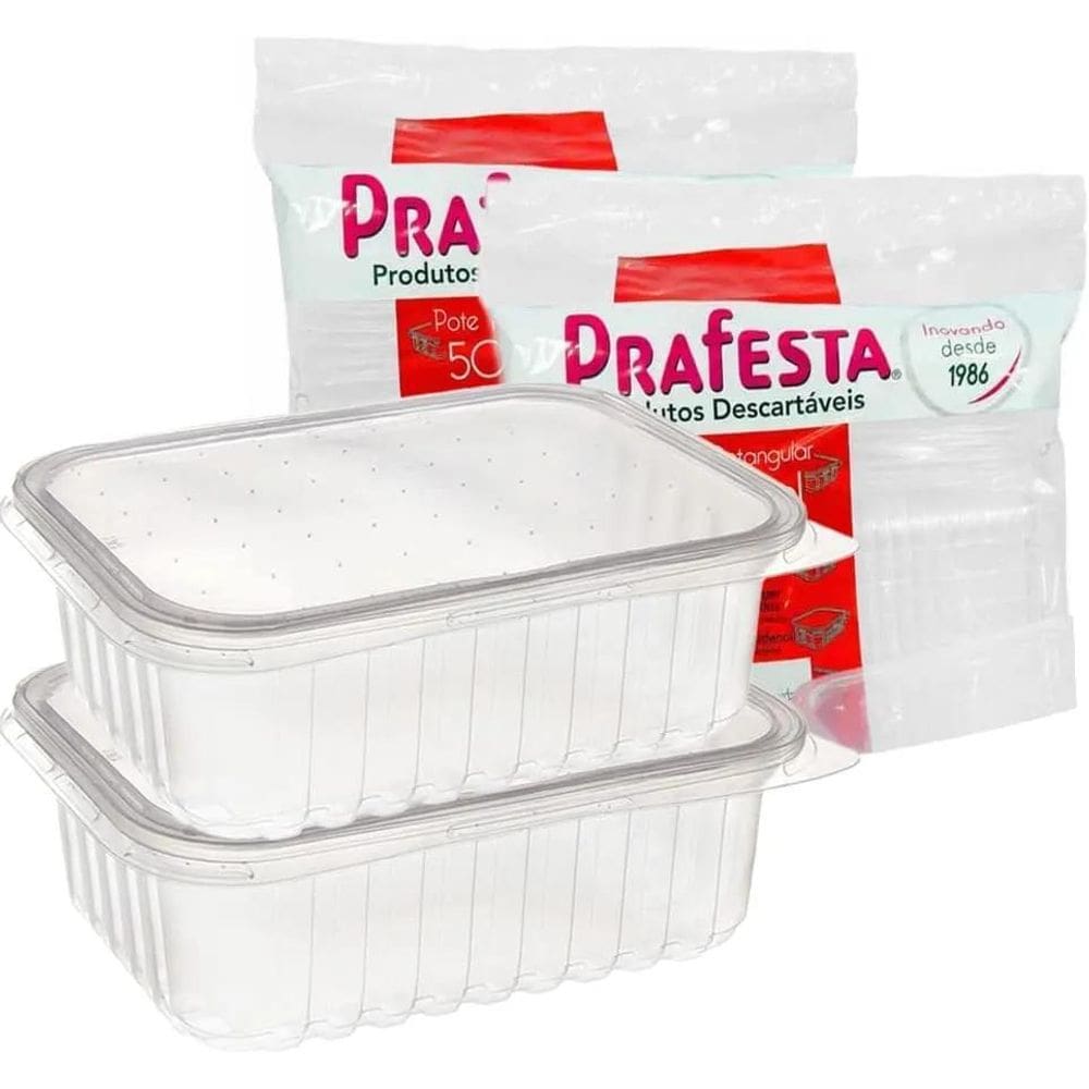 10X Marmita Embalagem Microondas Freezer 500Ml Prafesta C/2