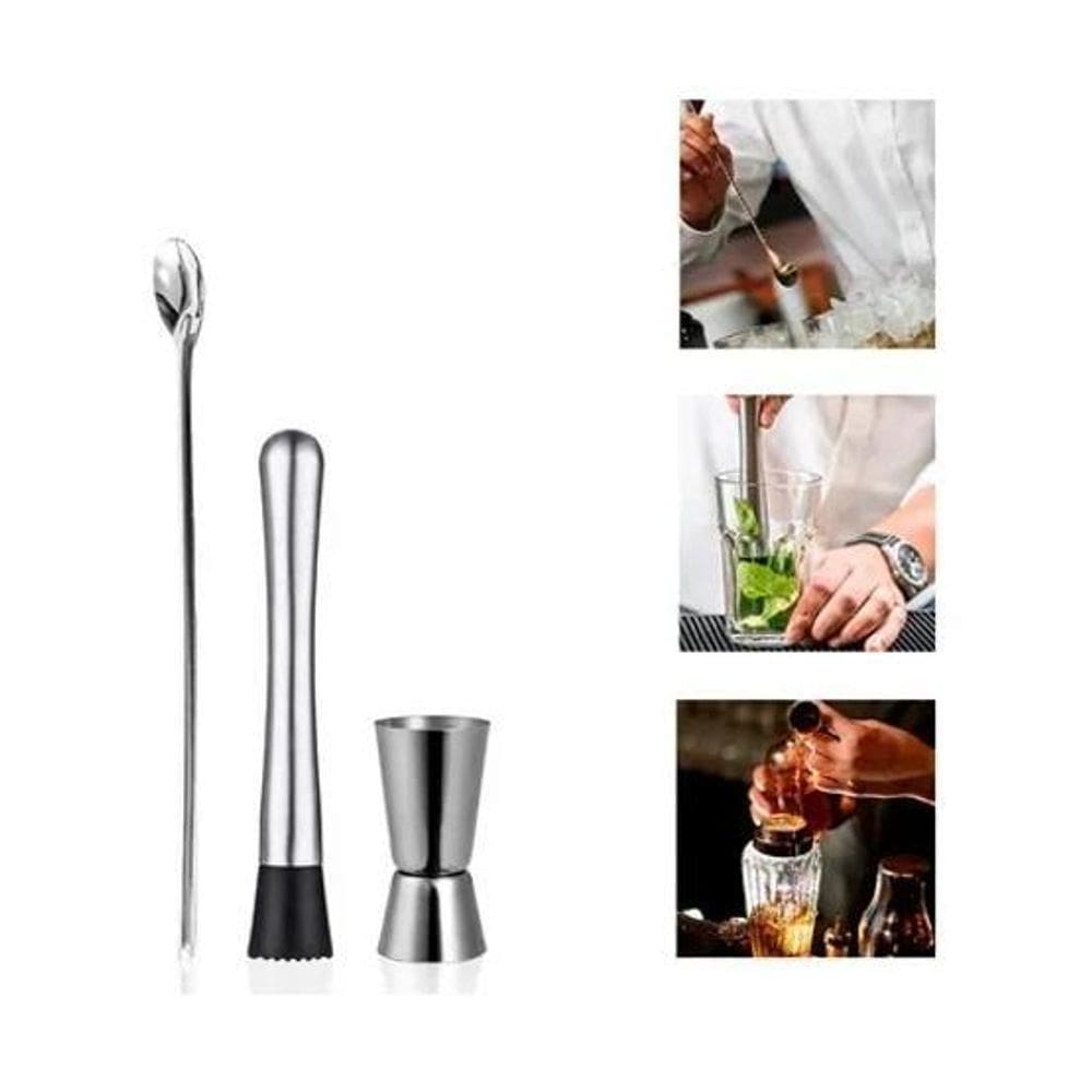 10X Kit Drinks Socador Macerador Dosador De Bebidas Colher