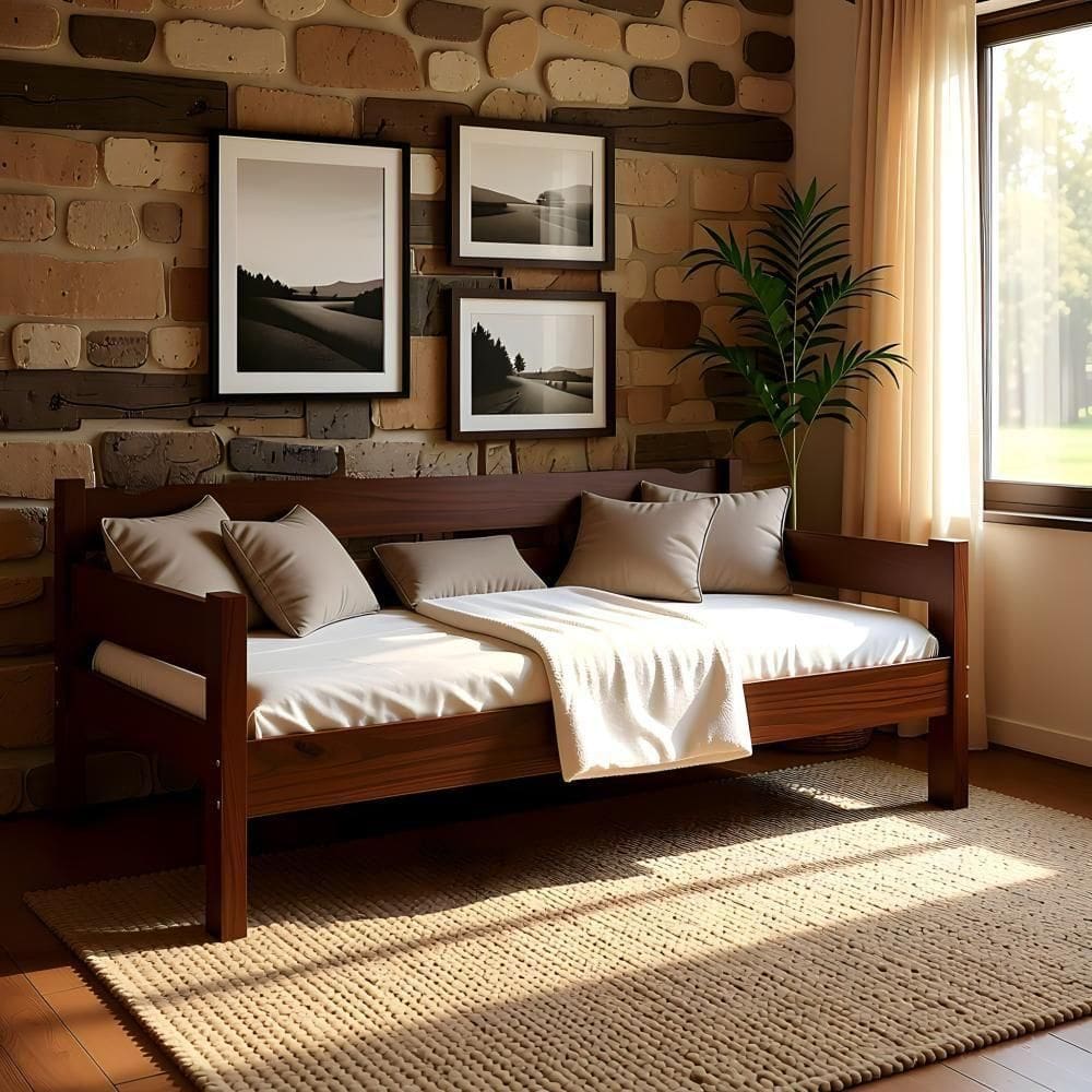 Sofá Cama Robusto Em Madeira Maciça Reforçada