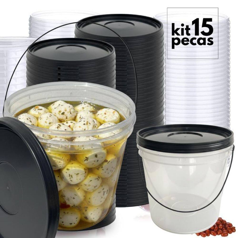 Balde 3.2L Transparente Para Tomar Banho - 15 Pçs