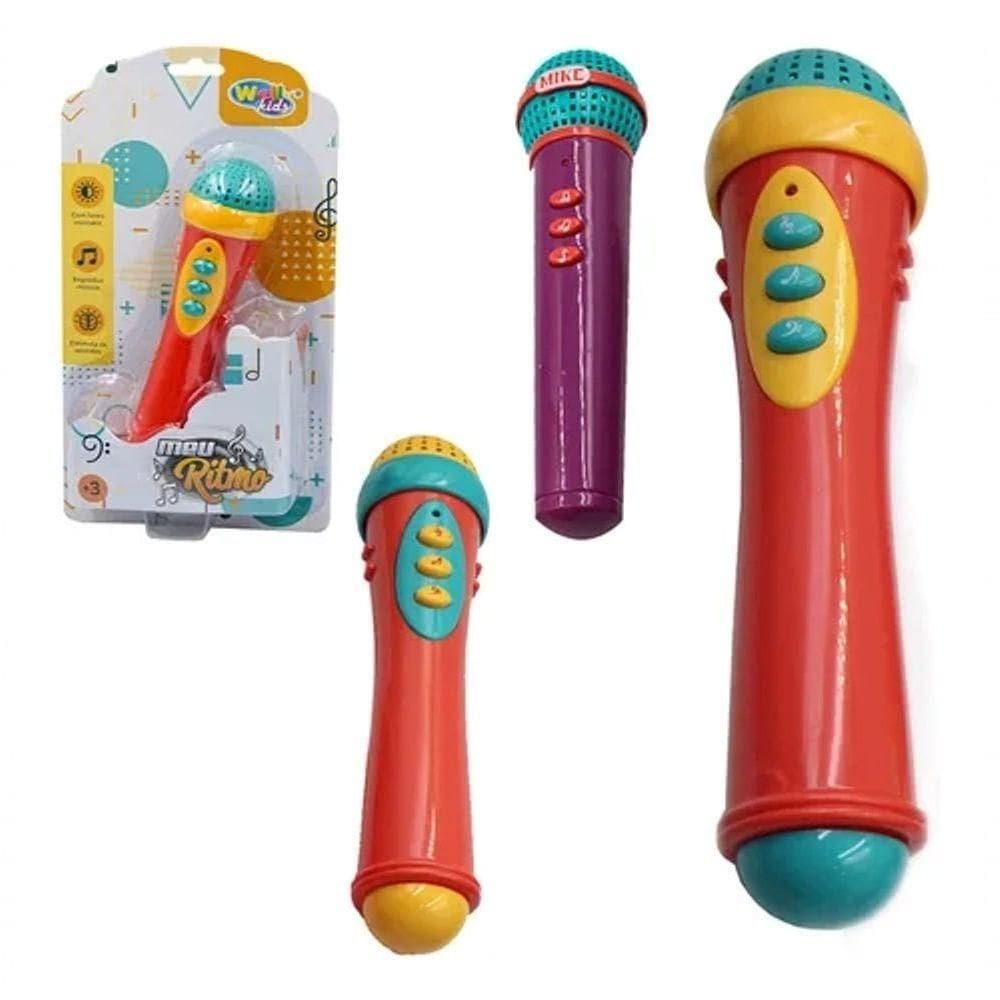 Microfone Infantil Musical Luz Som Brinquedo Educativo Pilha