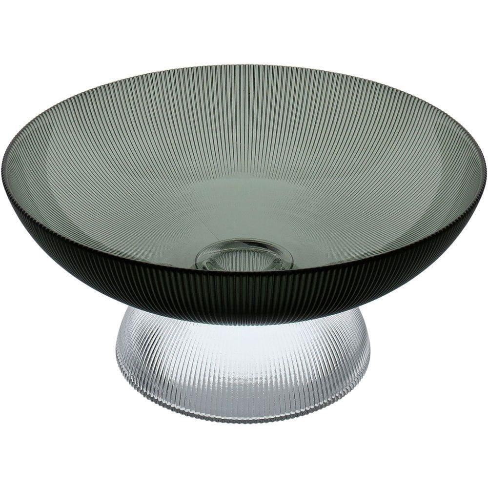 Centro De Mesa Fruteira Home&co Com Pé Vidro 15x30x30cm Fumê