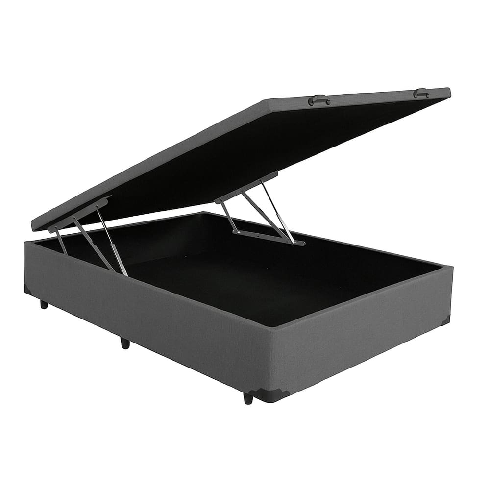 Cama Box Casal Baú Suede Cinza 138x188x35 - Fábrica de tudo