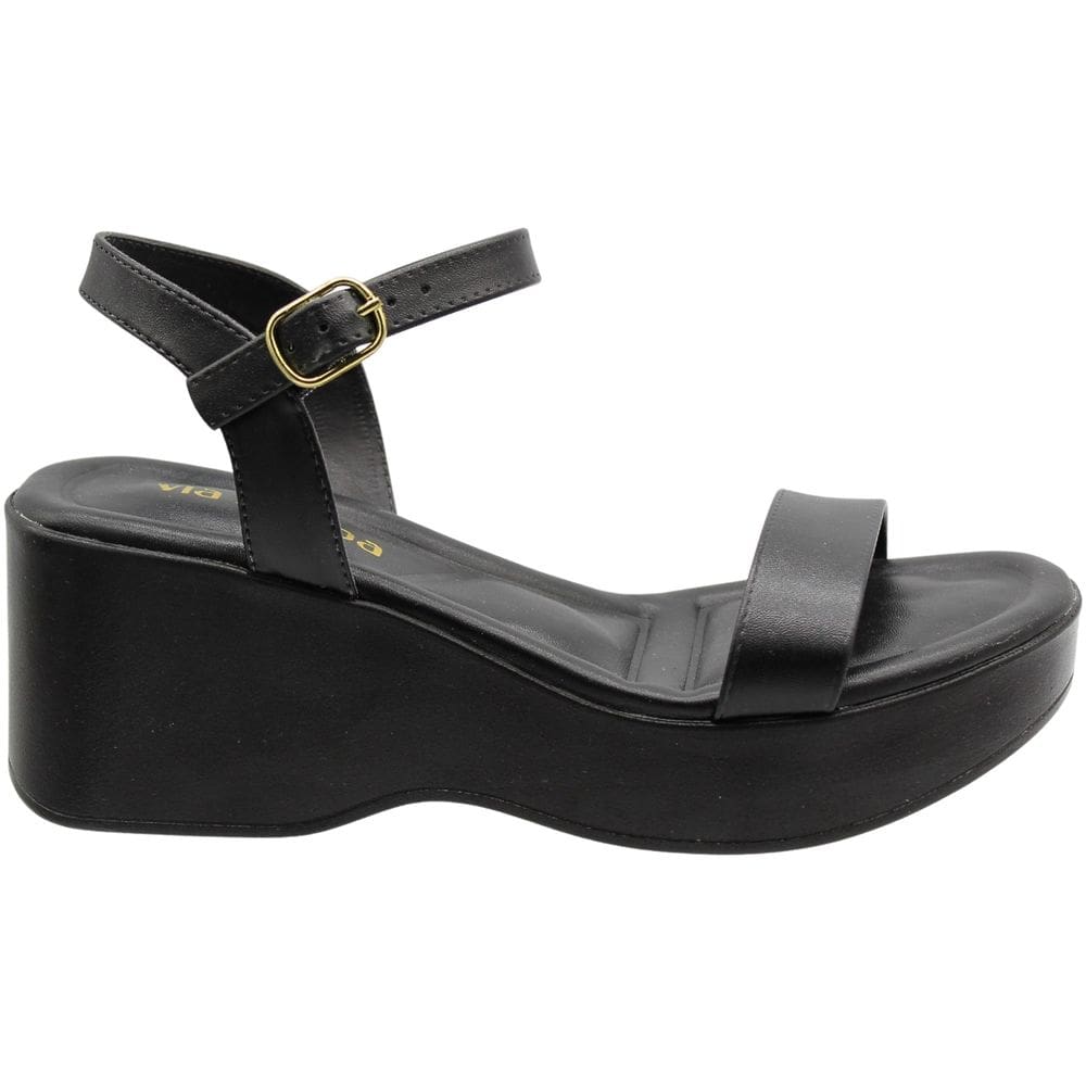 Sandália Salto Médio Anabela Via Scarpa Fivela Feminina