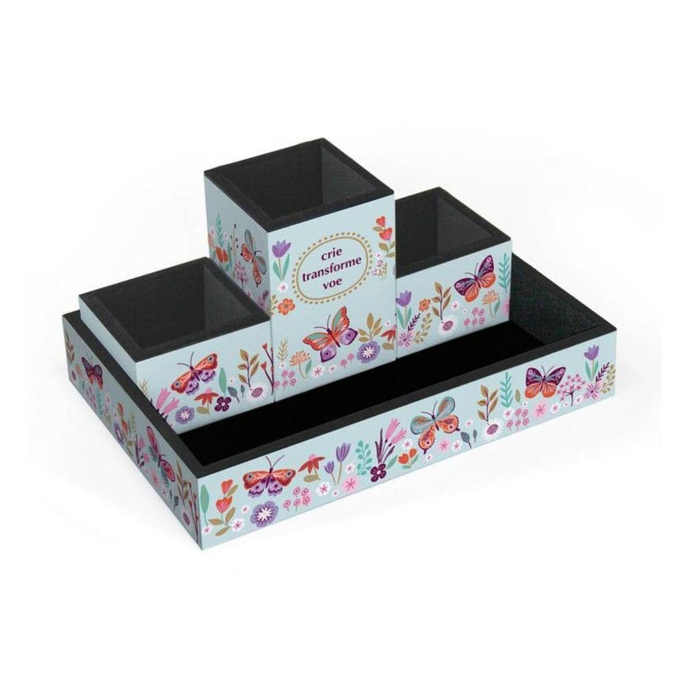 Organizador De Mesa Borboletas No Jardim Fina Ideia