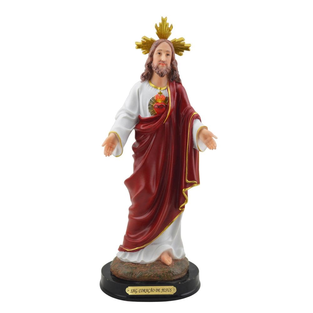 Imagem Religiosa Coração De Jesus De Resina 14Cm
