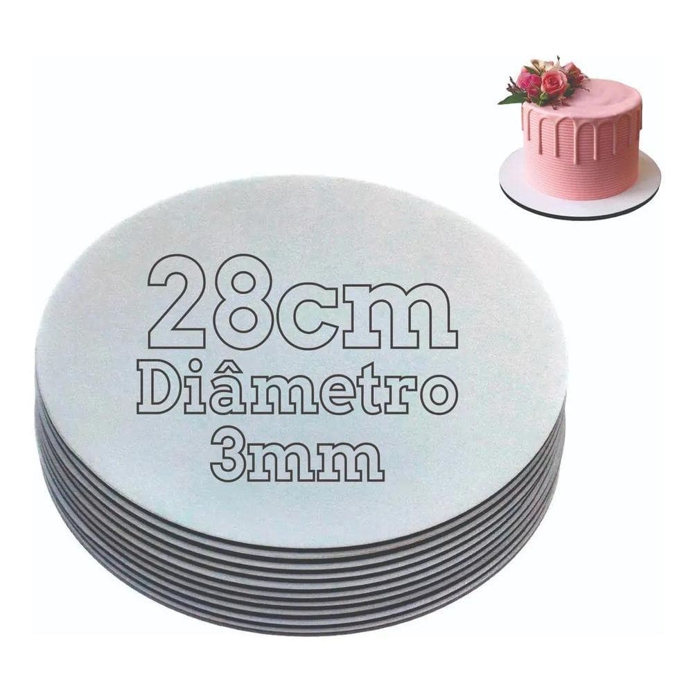 10X Cake Board 28Cm 10Unidades Tabuleiro De Bolo Mdf 3Mm Re