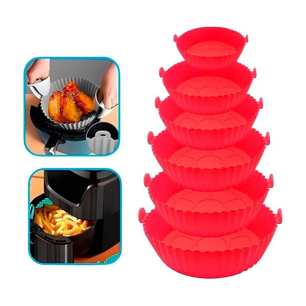 Forminhas Air Fryer Silicone Para Pudim Bolo Lavável Kit 6