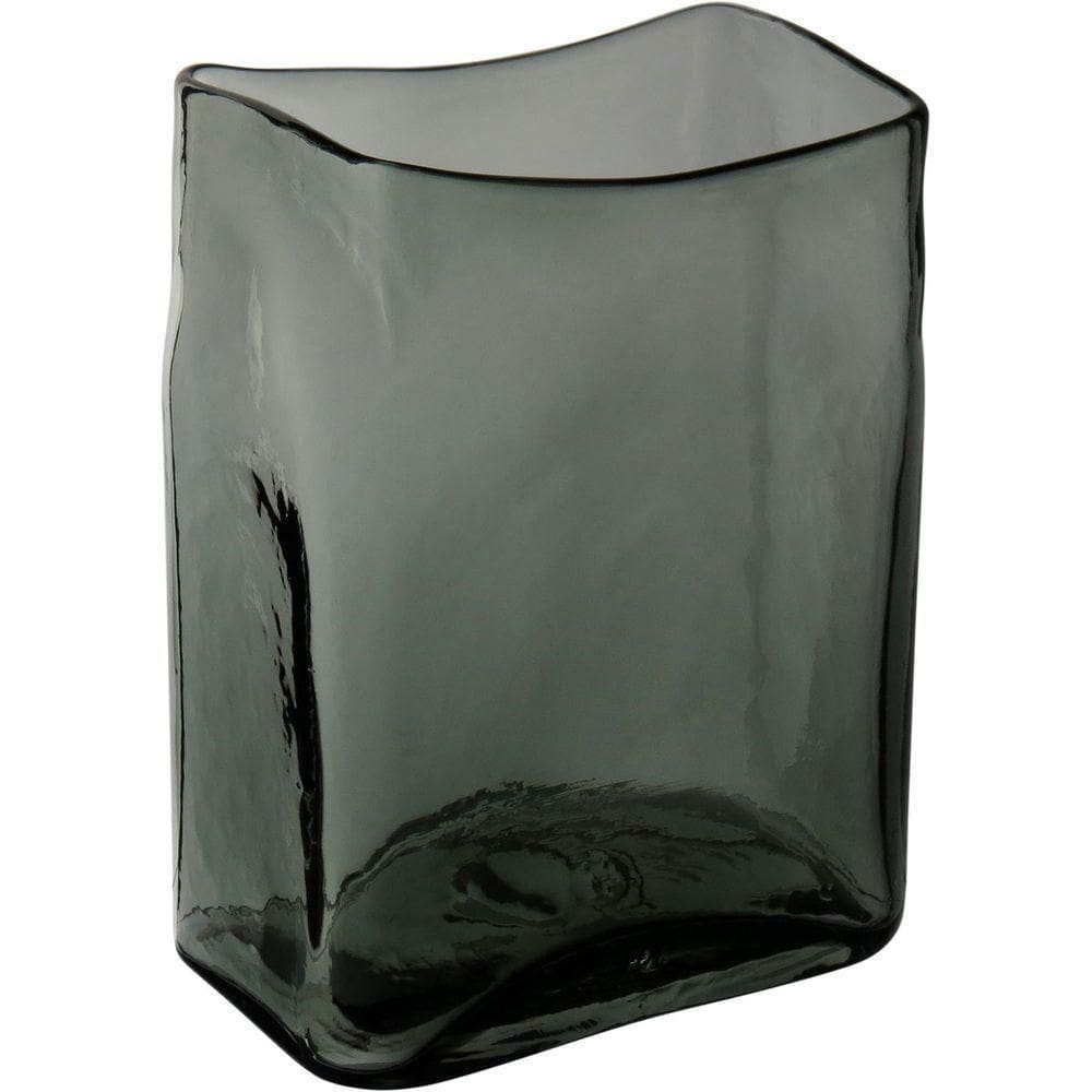 Vaso Decorativo Enfeite Retangular Vidro 23x18x13cm Fumê
