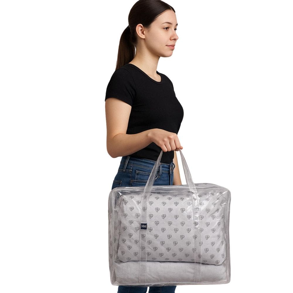 Bolsa Plástica Sacola Transparente Com Zíper Visível Tam G