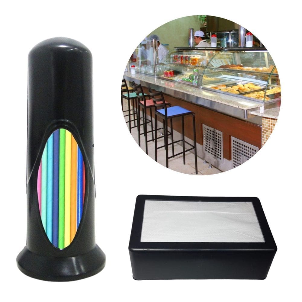 Porta Guardanapo E Porta Canudo Plástico Resistente Branco