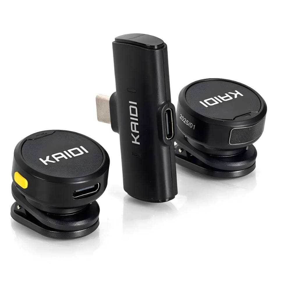 Microfone Lapela  Redondo Sem Fio Type C  Android KMF4-C Preto