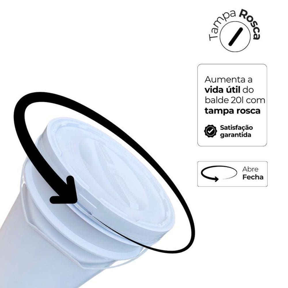 Balde Plástico 20L Tampa Rosca Linha Agroquimica