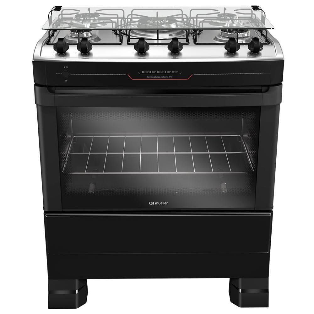Fogão Mueller 5 Bocas Preto Com Tripla Chama MFI5BF