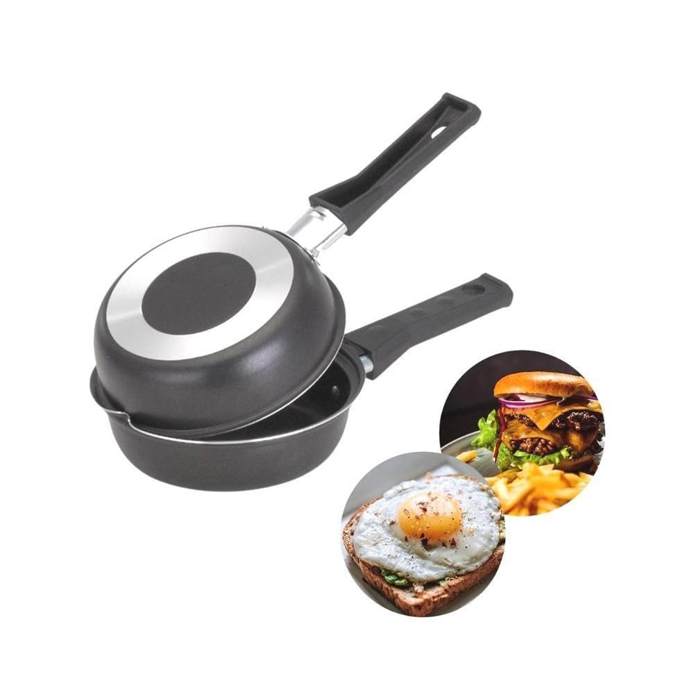Frigideira Preta Dupla Omeleteira Hamburguer Antiaderente