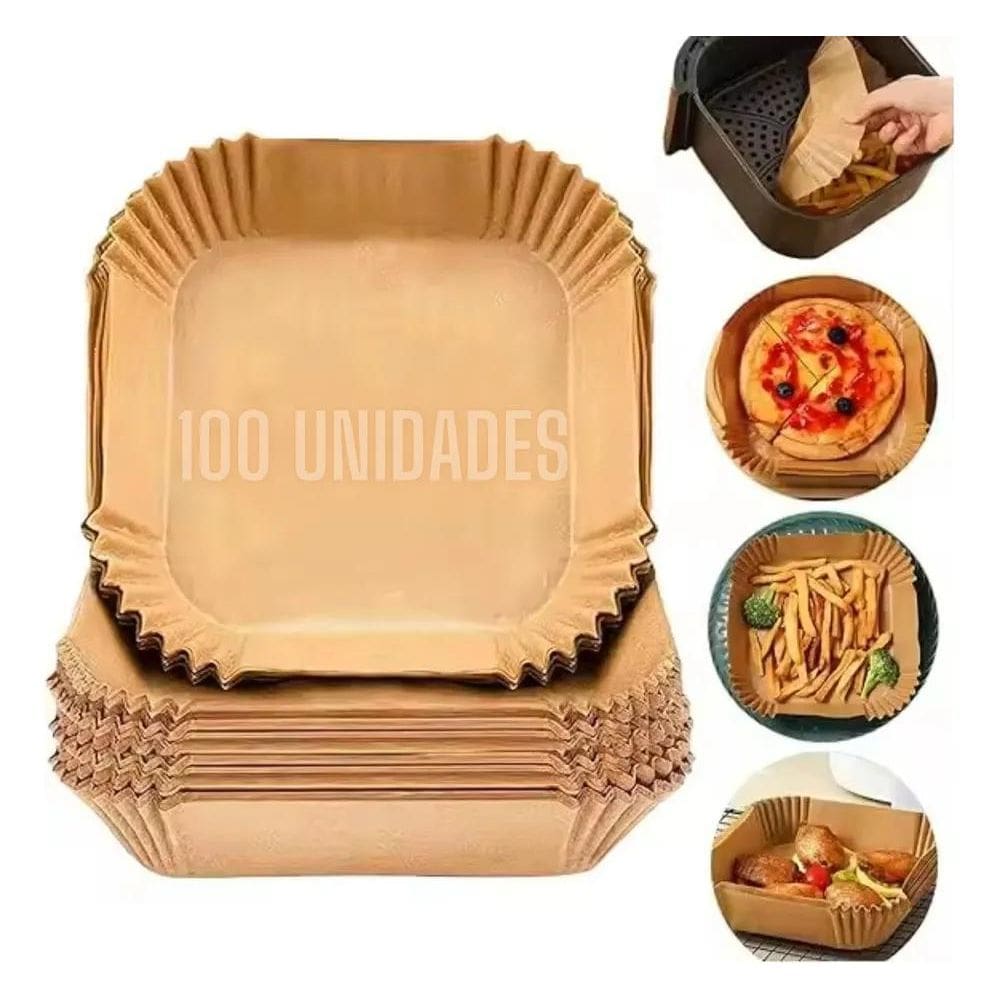 2X 100 Forma Cestinha Quadrada Descartavel Não Gruda Airfrye