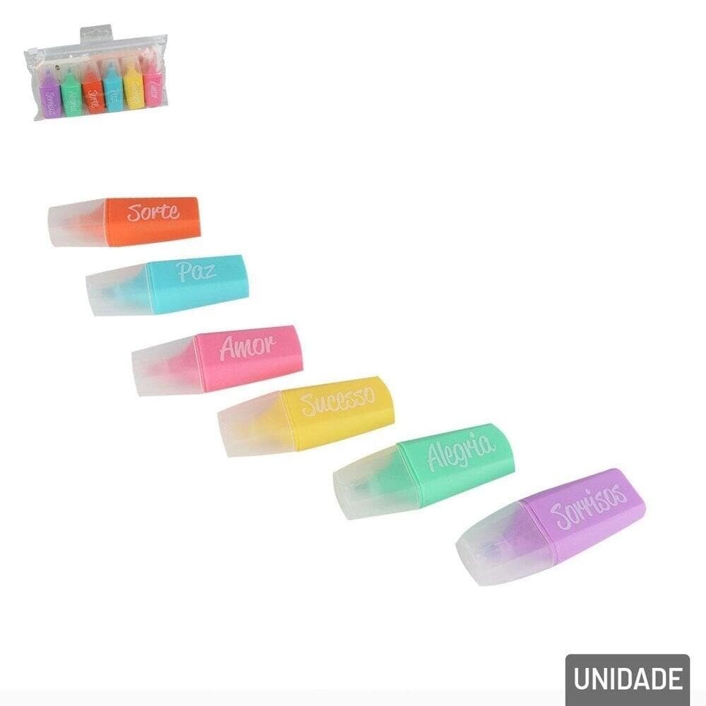 Caneta Marca Texto 06 Peças Frases - Tudo em Caixa