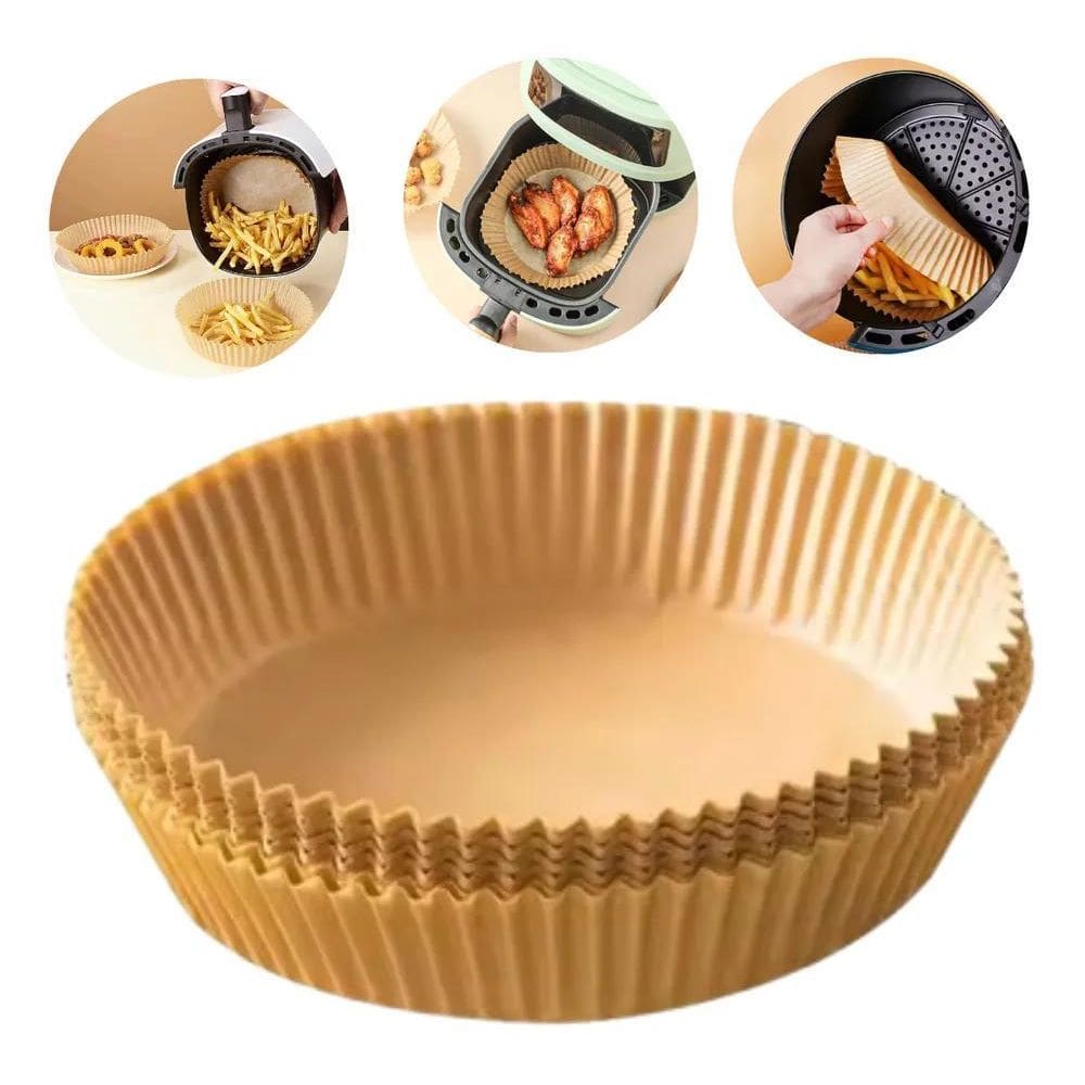 5X 200 Forma Redonda Descartavel Airfryer Resistente Calor F
