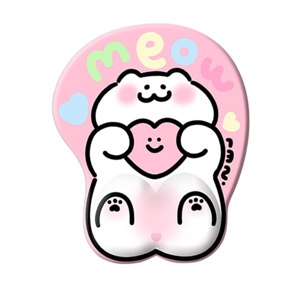 Mousepad de suporte de pulso Cute Cat Meow Silicone para escritório