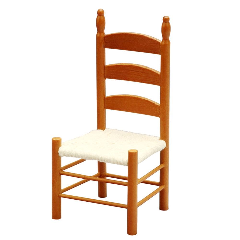 Cadeira de casa de bonecas em miniatura vintage de madeira com algodão, escala 1:12