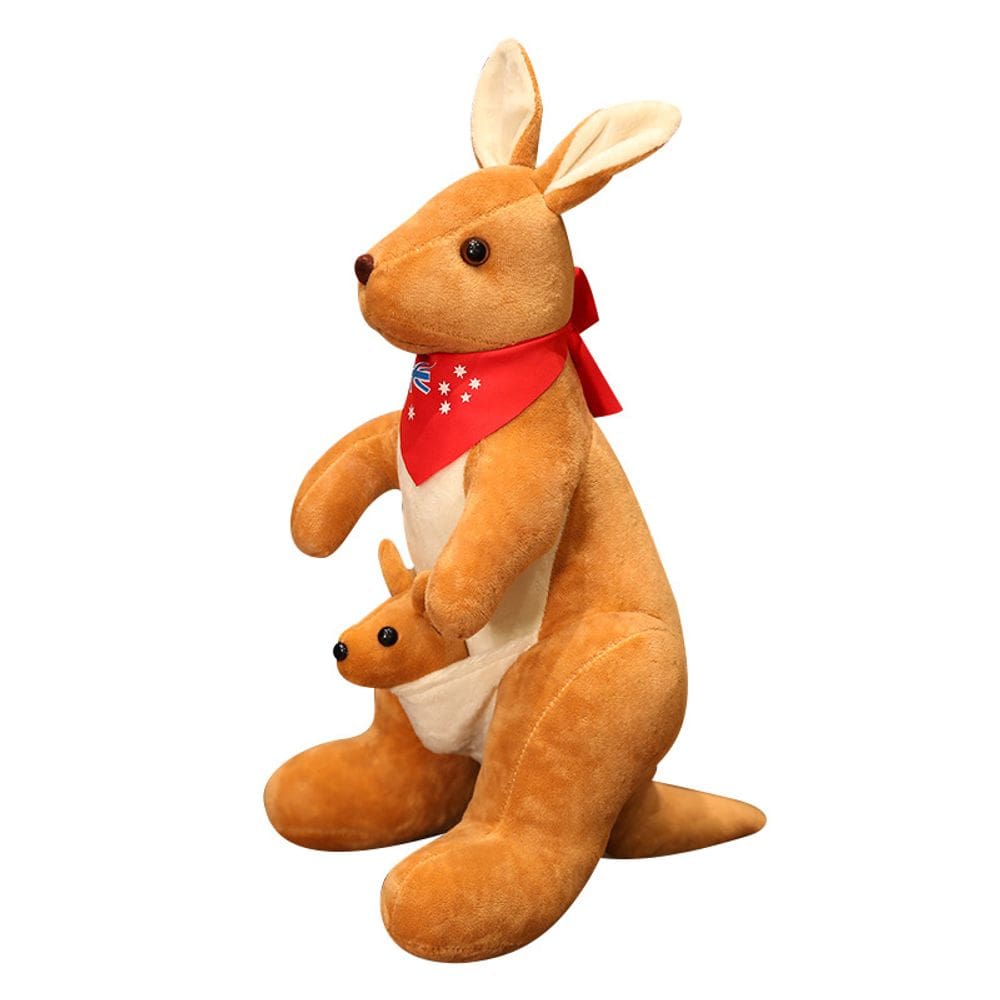 Boneca de pelúcia, desenho animado, canguru com bebê Joey, 45 cm, macio