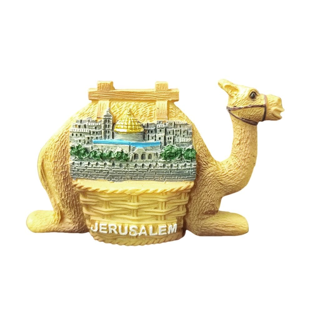 Ímã de geladeira Jerusalem Camel 3D Resina pintada à mão 7x4,5cm