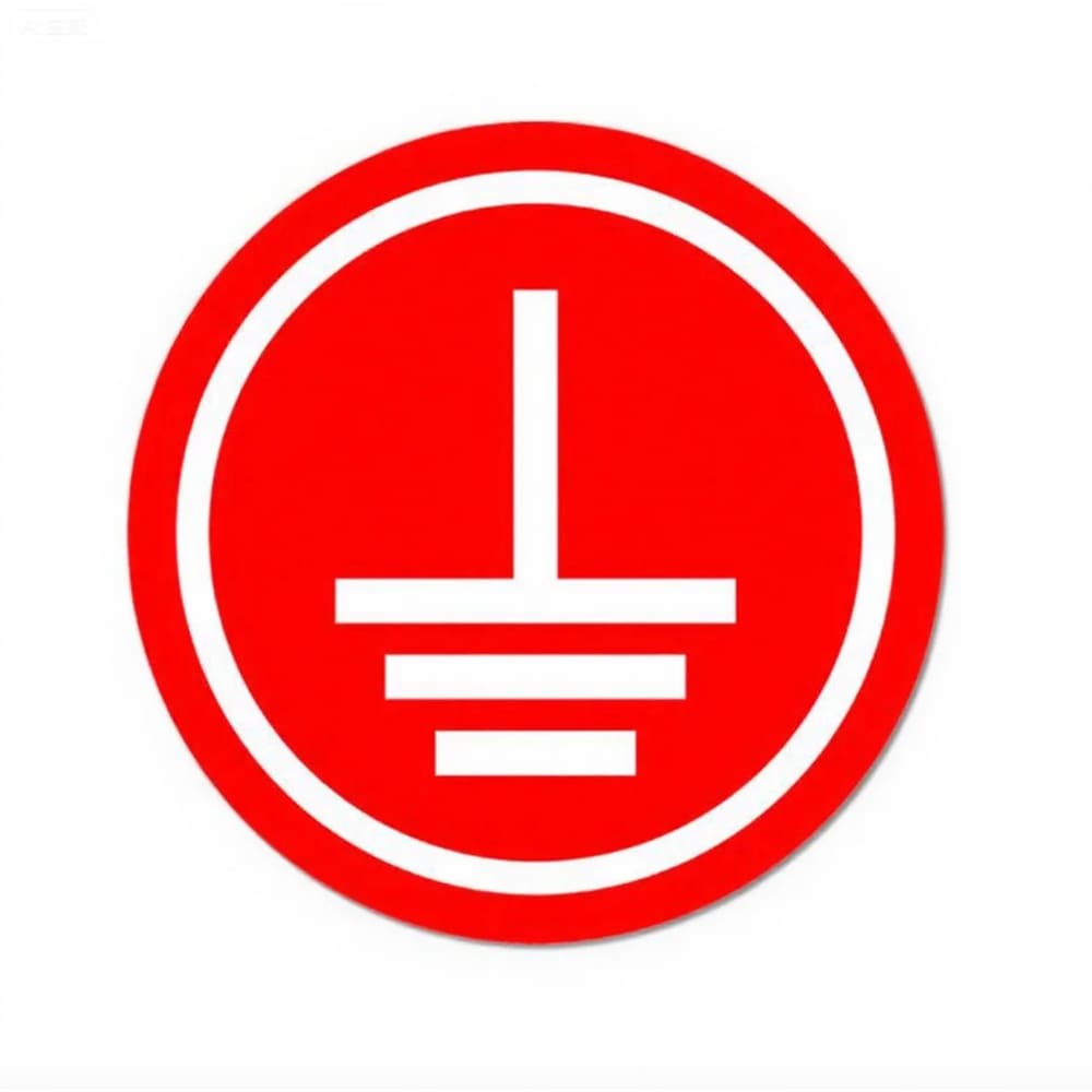 Adesivo de sinal de aviso elétrico de aterramento - círculo vermelho