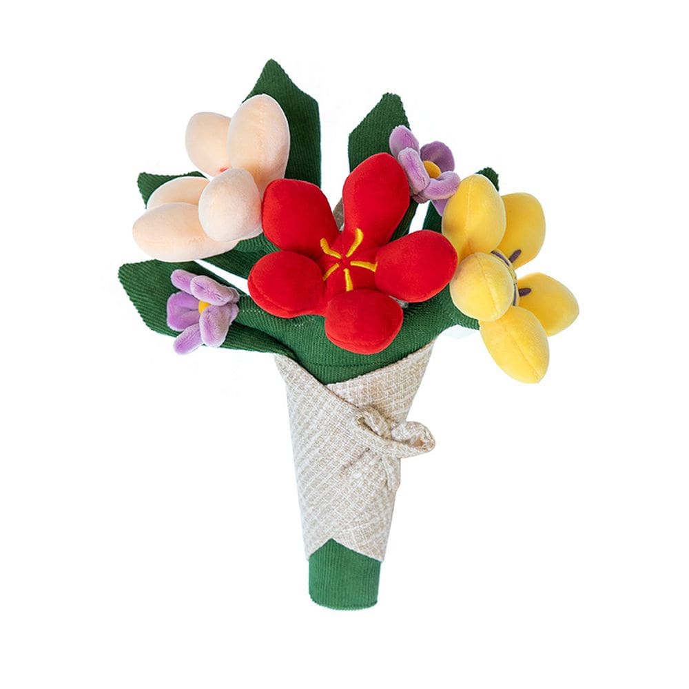 Buquê de flores de desenho animado de boneca de pelúcia, 30 cm, portátil