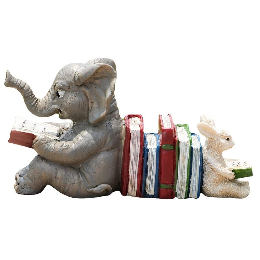 Escultura de suporte para livros Elephant & Rabbit Storytime Resin 14 cm