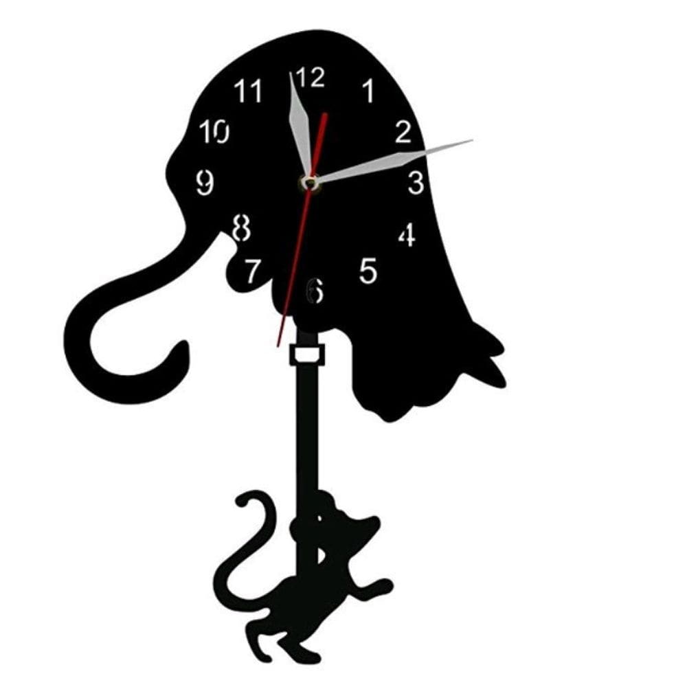 Relógio de parede Creative Cat & Mouse Design em acrílico de 10 polegadas