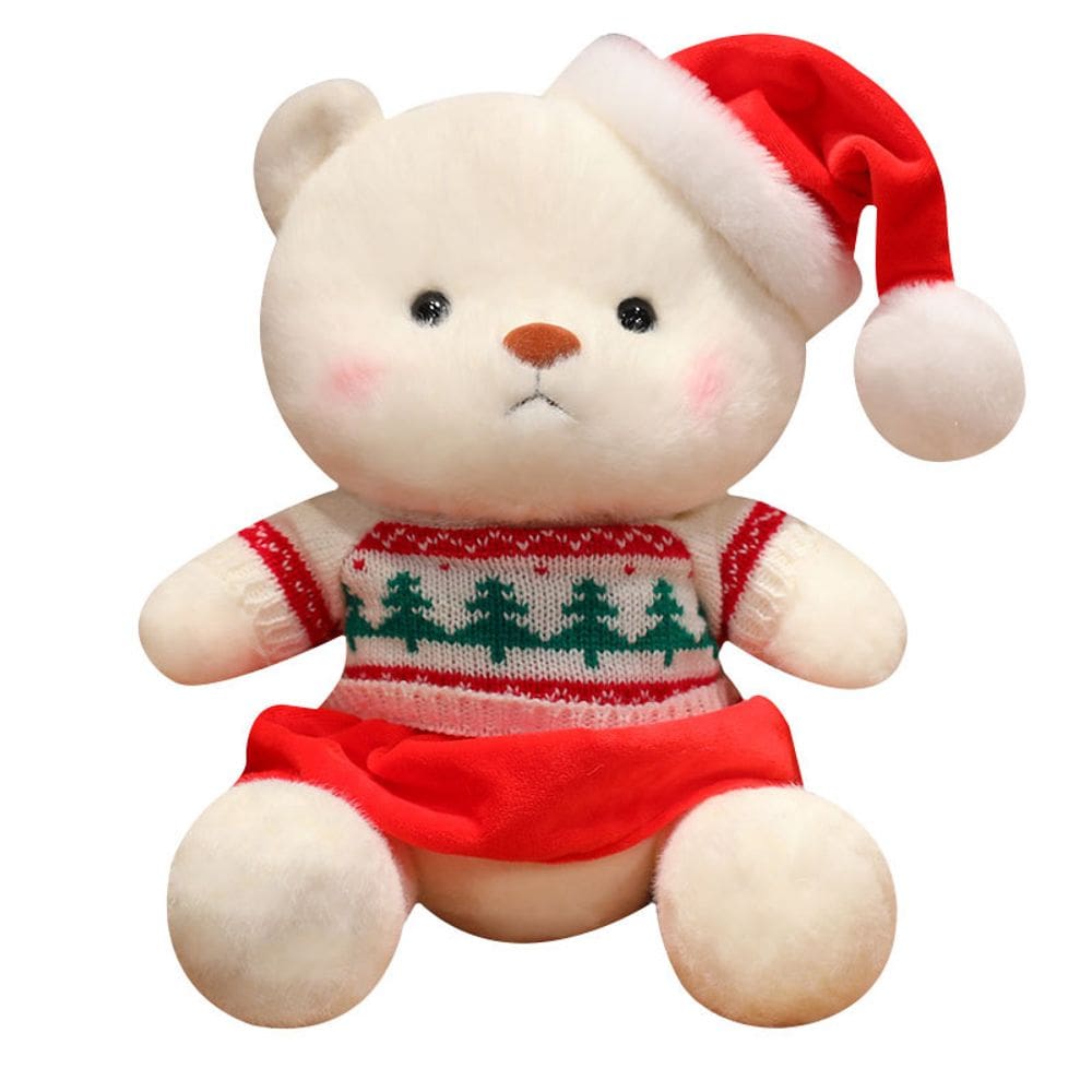 Boneca de pelúcia Teddys Bear de 30 cm com design de Natal com chapéu de Papai Noel