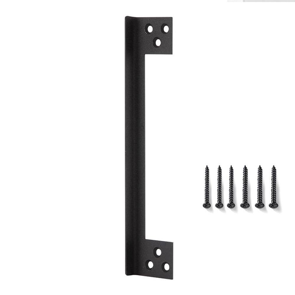 Protetor de trava de porta em aço inoxidável em forma de L preto