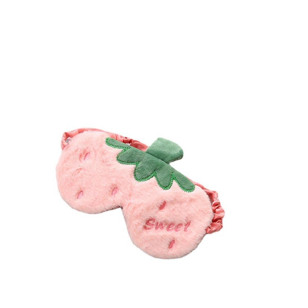 Máscara de dormir com design de morango de pelúcia para crianças e adultos