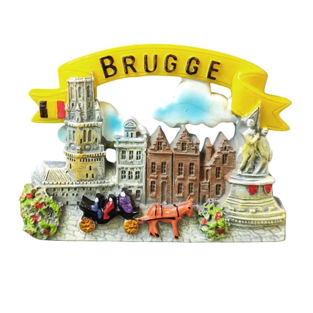 Ímã de geladeira 3D Resin Brugge pintado à mão Belgian Landmar
