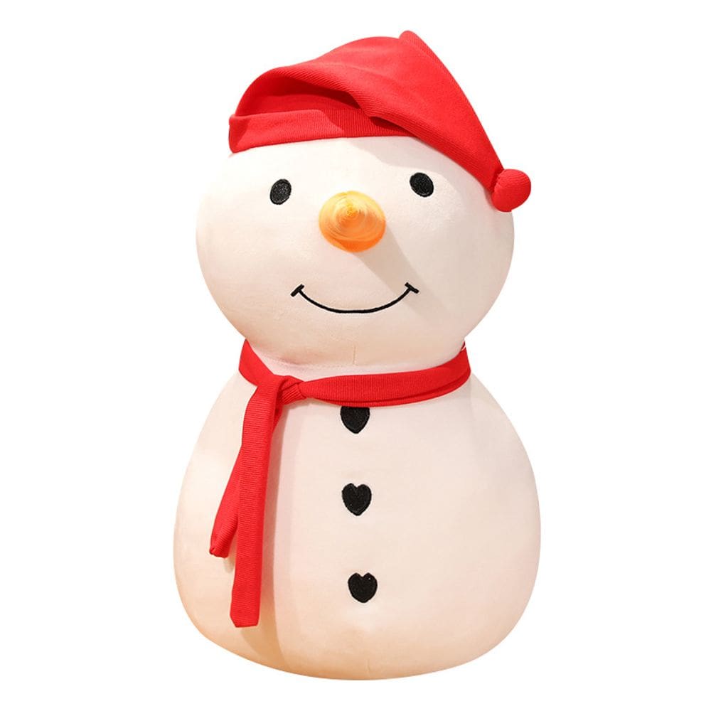 Boneco de neve macio de desenho animado com chapéu vermelho e cachecol de 45 cm