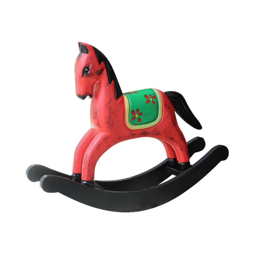 Estátua de escultura Nordic Vintage Rocking Horse Red Wood