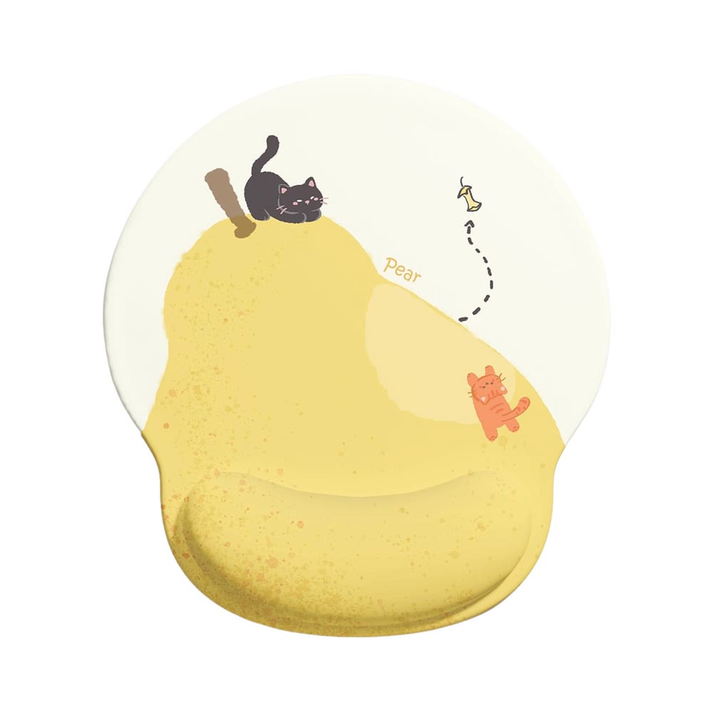 Mouse pad de suporte de pulso Cute Pear and Cat Design 188 mm x 227 mm