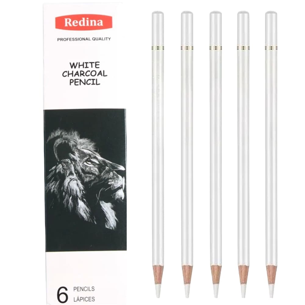 Conjunto de lápis de carvão branco para esboçar e desenhar - 5 unidades