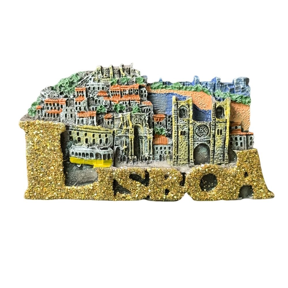 Ímã de geladeira Lisbon Portugal Resina 3D pintada à mão